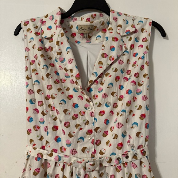 Lindy Bop Matilda Cupcake Print Fit & Flare Dress 18 Retro Inspired Rockabilly - Picture 3 of 16
